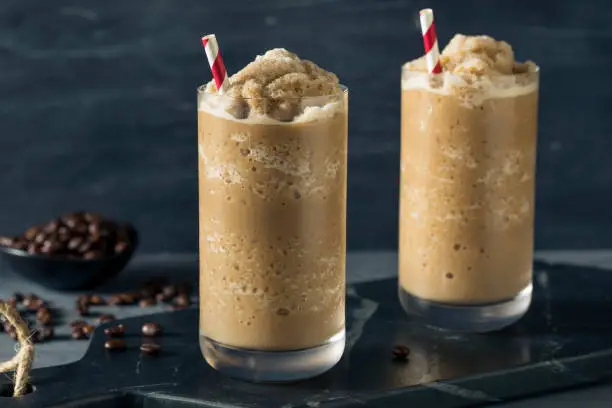 Sweet Frozen Iced Coffee Slushie with Almond Milk