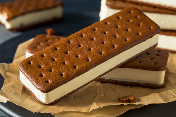 istock Sweet Chocolate and Vanilla Ice Cream Sandwich 697067122