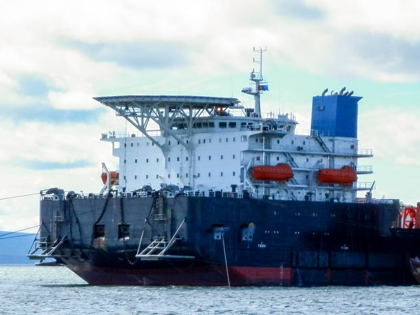 istock The cargo ship with the crane, the top view. Pipelaying barge. 697068180