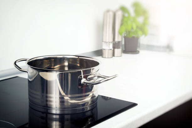 istock Pot in the kitchen on the induction hob 697068390
