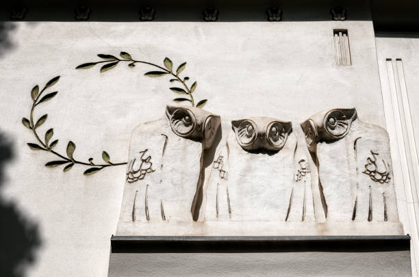 Bas relief detail of the facade of the Secession building museum in Vienna (Austria), on may 17, 2017. The museum is an important example of austrian art nouveau (jugendstil) in Karlsplatz