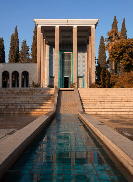 Memorial Building on Tomb of Saadi the Persian Poet in Shiraz City of Iran stock photo