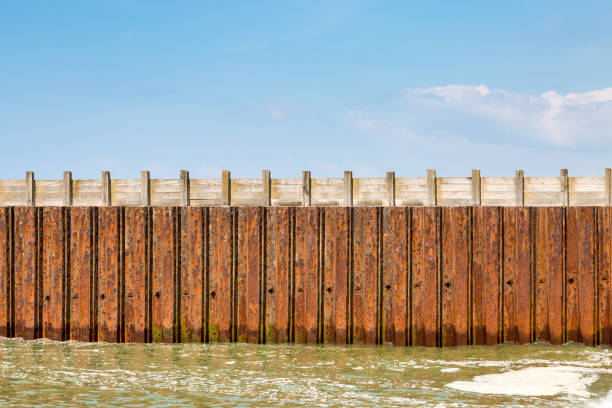 A photograph of a groyne on the beach at Seaford in Sussex.