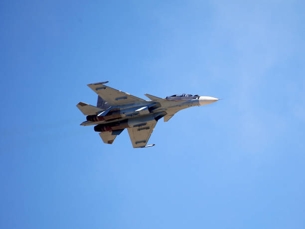 istock Bottom view of fighter in flight 697110000