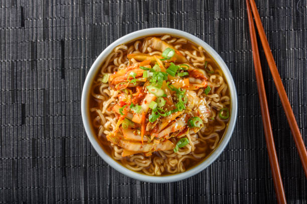 Kimchee Ramen Ramen with pan fried kimchi Kimchi stock pictures, royalty-free photos & images