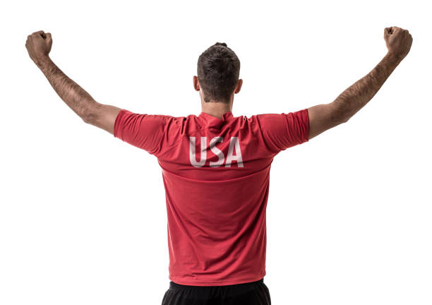 istock American Fan / Sport Player on uniform celebrating 697122254