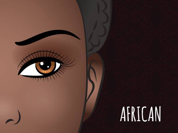 illustrations, cliparts, dessins animés et icônes de conception de l’affiche avec visage de femme africaine - sensuality color image wallpaper black