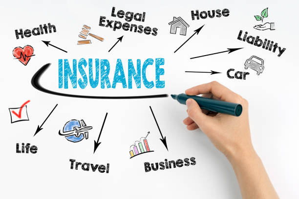 istock Insurance concept. Human hand with a black marker on a white background 697131270