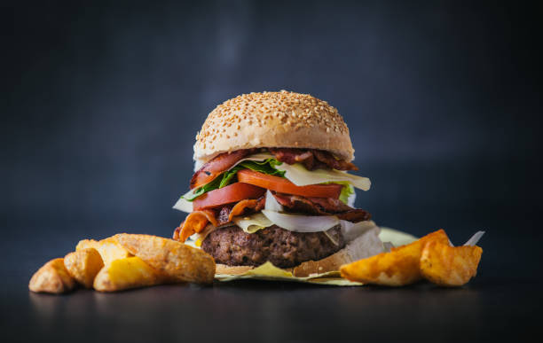 Fresh tasty burger Fast Food Restaurant, Cooking, Restaurant, Sandwich, Burger cheeseburger photos stock pictures, royalty-free photos & images
