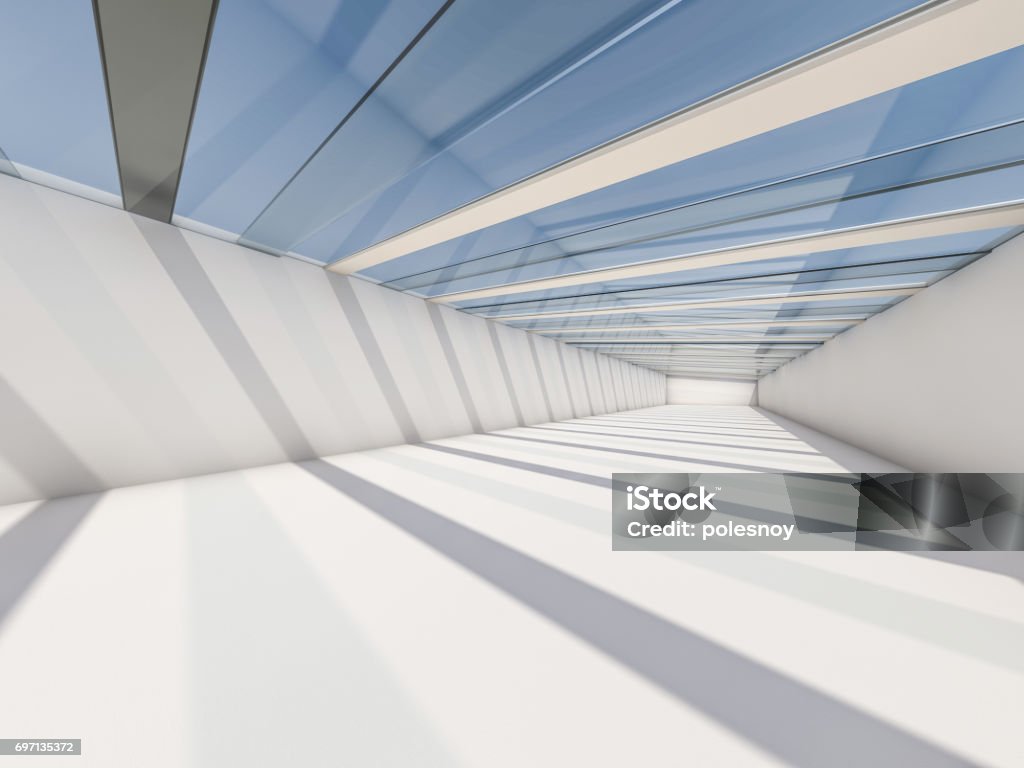 Abstract modern architecture background, empty white open space interior. 3D rendering Architecture Stock Photo