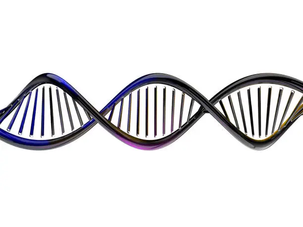 Photo of Digital illustration of a DNA model. 3D rendering