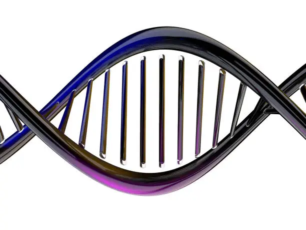 Photo of Digital illustration of a DNA model. 3D rendering