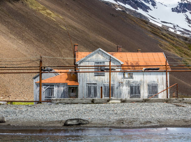 istock Harbor Masters house on Stromsness Island, South Georgia 697138192
