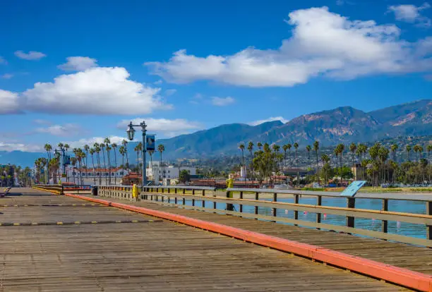 Stearns Wharf; Santa Barbara shoreline; Southern California coastline; Summer travel destination