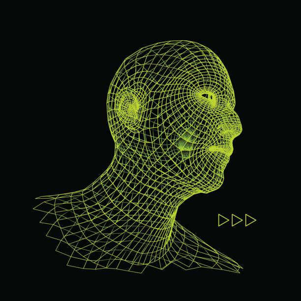 istock Head of the Person from a 3d Grid. Polygon Man Portrait. Vector illustration. 697169392