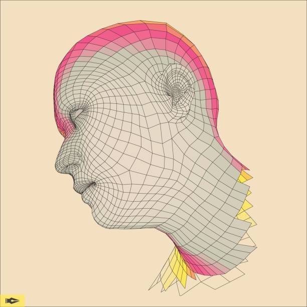 istock Head of the Person from a 3d Grid. Polygon Man Portrait. Vector illustration. 697169552