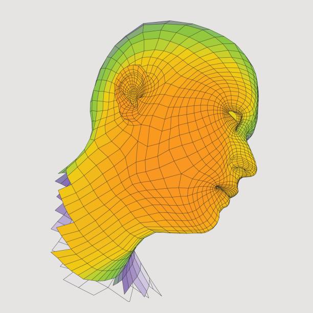istock Head of the Person from a 3d Grid. Polygon Man Portrait. Vector illustration. 697169654
