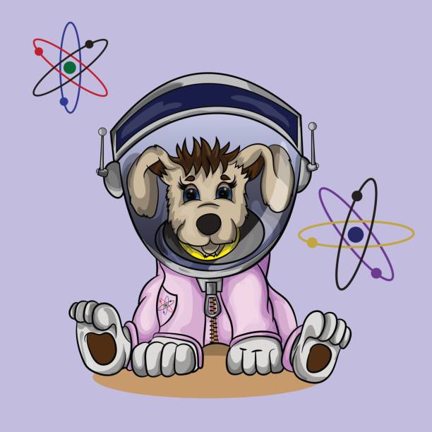 istock Little puppy in cosmonaut costume 697180554