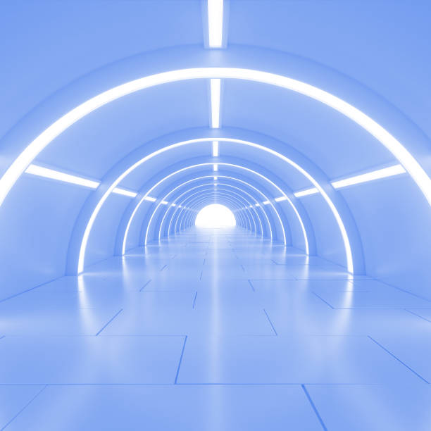 istock Abstract empty shining tunnel with light in the end. 3D illustration. 697180758