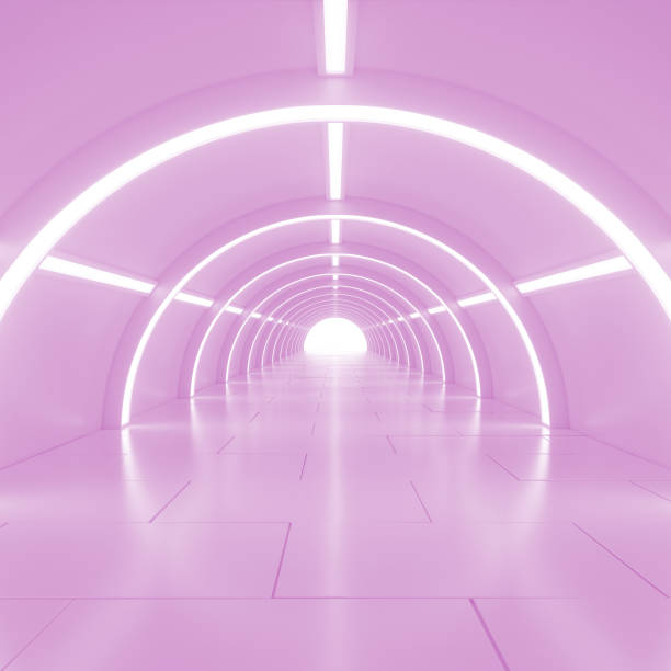 istock Abstract empty shining tunnel with light in the end. 3D illustration. 697180778