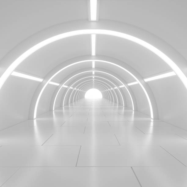 istock Abstract empty shining tunnel with light in the end. 3D illustration. 697180798