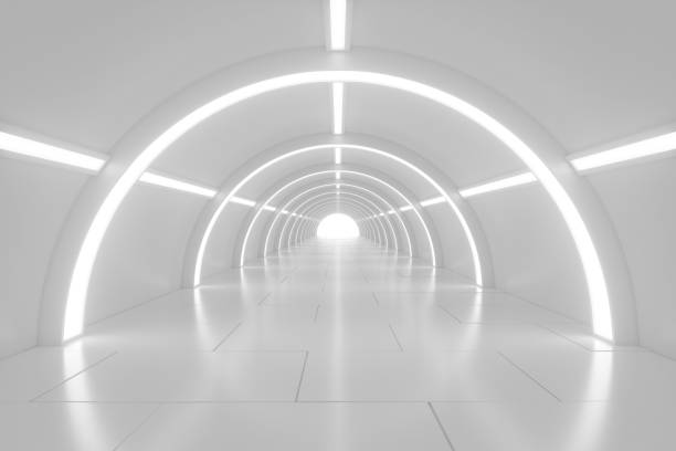 istock Abstract empty shining tunnel with light in the end. 3D illustration. 697181244