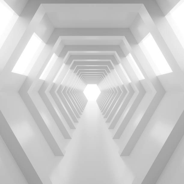 istock Abstract empty shining tunnel with light in the end. 3D illustration. 697181608
