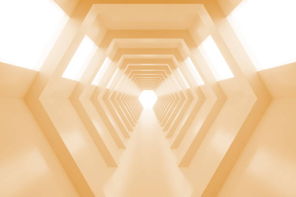 istock Abstract empty shining tunnel with light in the end. 3D illustration. 697181882