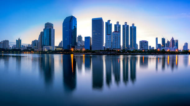 istock Sunrise scence of Bangkok Panorama 697183378
