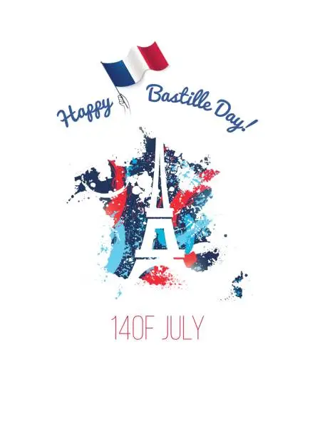 Vector illustration of 14 July Bastille day flyer, banner or poster.