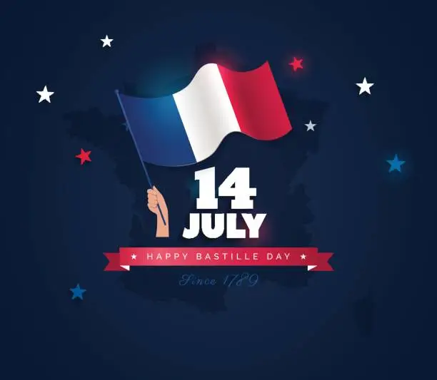 Vector illustration of 14 July Bastille day flyer, banner or poster.