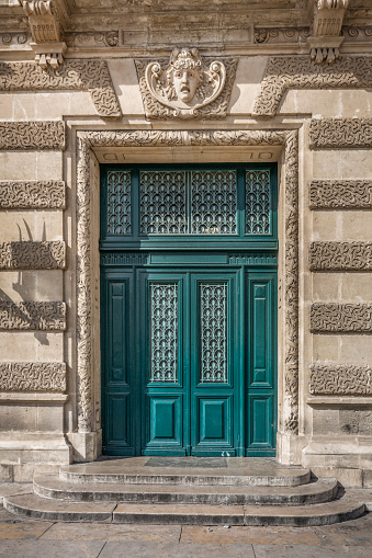 Entrance door on the national opera house in Montpellier, South France