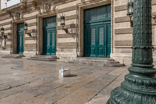 Entrance doors on the national opera house in Montpellier, South France