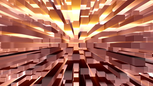 istock Abstract 3D futuristic background with shining light, hot tone color 697219410