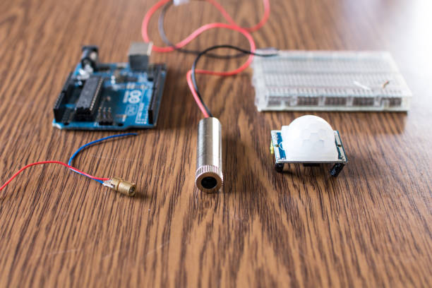 Laser alarm homemade circuit stock photo