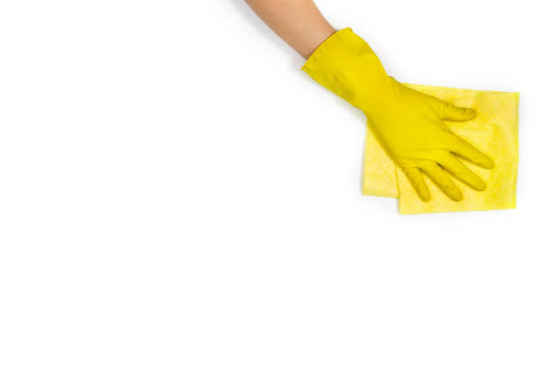 istock Woman's hand cleaning isolated on white background 697228482