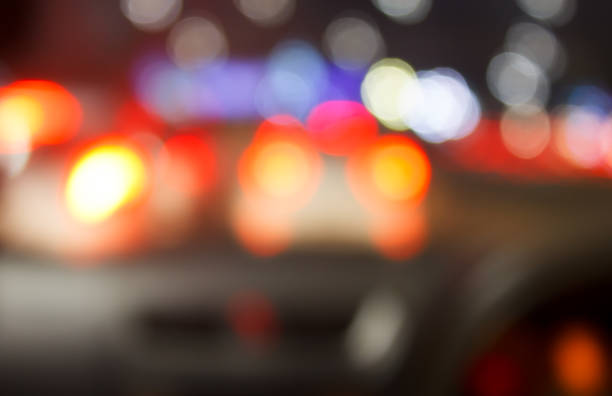 istock Defocus Car Tail Lights in The Night 697232230
