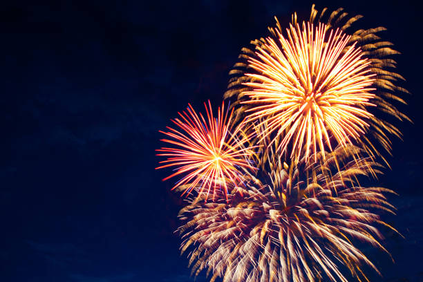 istock Majestic fireworks in evening sky 697234588