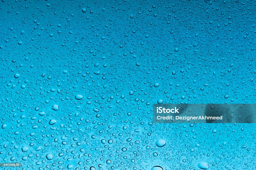 Dark Cyan Water Drops Abstract Background Stock Photo - Download Image Now  - Abstract, Backgrounds, Blue - iStock