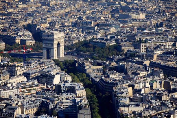 istock Aerial view at Paris architecture from the Eiffel tower. France 697249684
