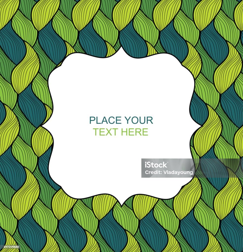 Vector Text Box With Frame Of Hand Drawn Wave Pattern Colorful Endless ...