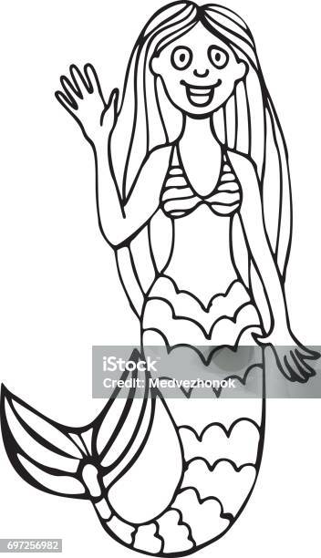 Cartoon Pretty Mermaid Stock Illustration - Download Image Now - Adult, Art, Beauty