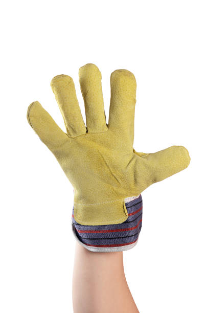 istock Working mens gloves on white background 697271424