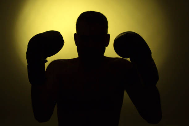 Close-up of red and blue leather boxing gloves against white background. Photo taken November 4th, 2024, Zurich, Switzerland.