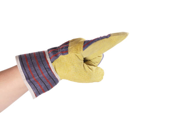 istock Working mens gloves on white background 697275812