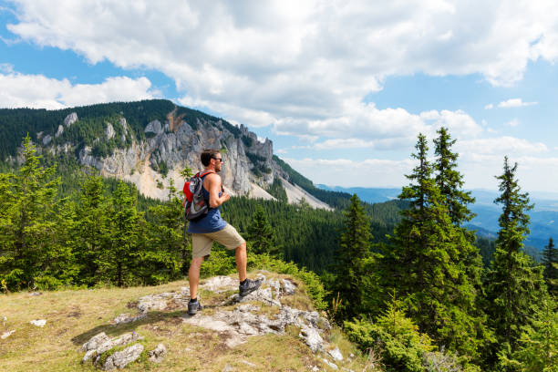istock Male hiker on mountain top 697278436