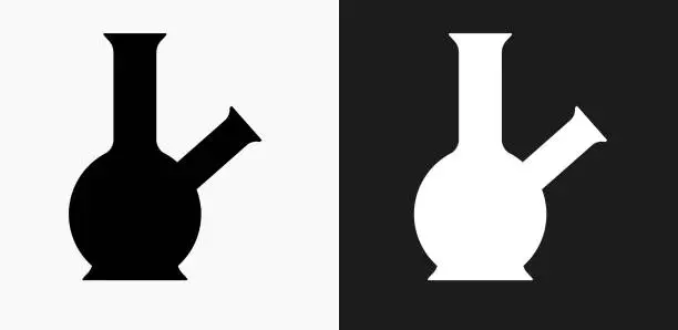 Vector illustration of Bong Icon on Black and White Vector Backgrounds