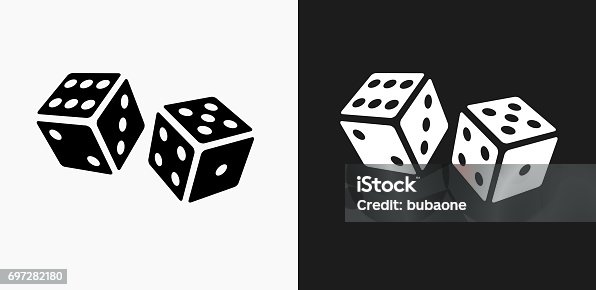 istock Dice Icon on Black and White Vector Backgrounds 697282180