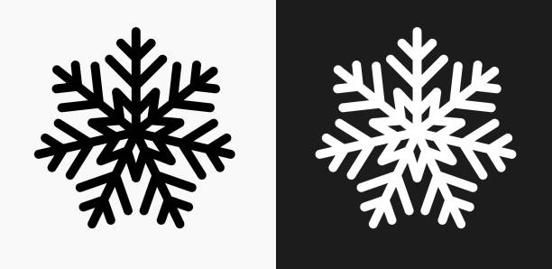Snowflake Icon on Black and White Vector Backgrounds Snowflake Icon on Black and White Vector Backgrounds. This vector illustration includes two variations of the icon one in black on a light background on the left and another version in white on a dark background positioned on the right. The vector icon is simple yet elegant and can be used in a variety of ways including website or mobile application icon. This royalty free image is 100% vector based and all design elements can be scaled to any size. snowflake shape clipart stock illustrations