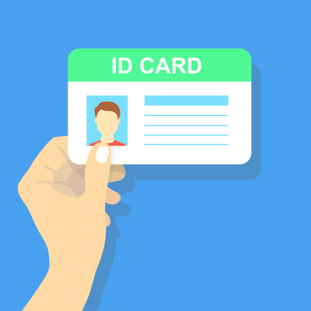 손을 들고 id 카드입니다. 벡터 일러스트입니다. - id card illustrations stock illustrations